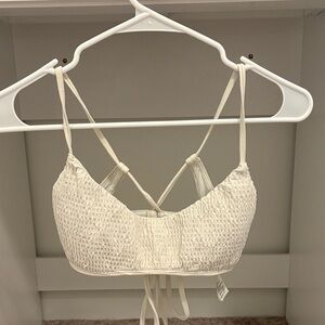 Cream Smocked Bralette